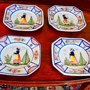 Henroit Quimper Set Of 4 Salad Plates